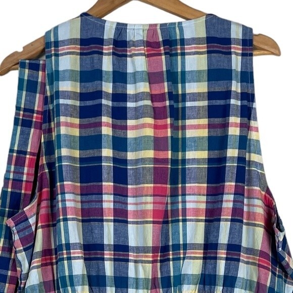 Lane Bryant Classic Surplice-Neck Belted Top 22 NEW Plaid Halter‎ Linen Cotton - Picture 10 of 14